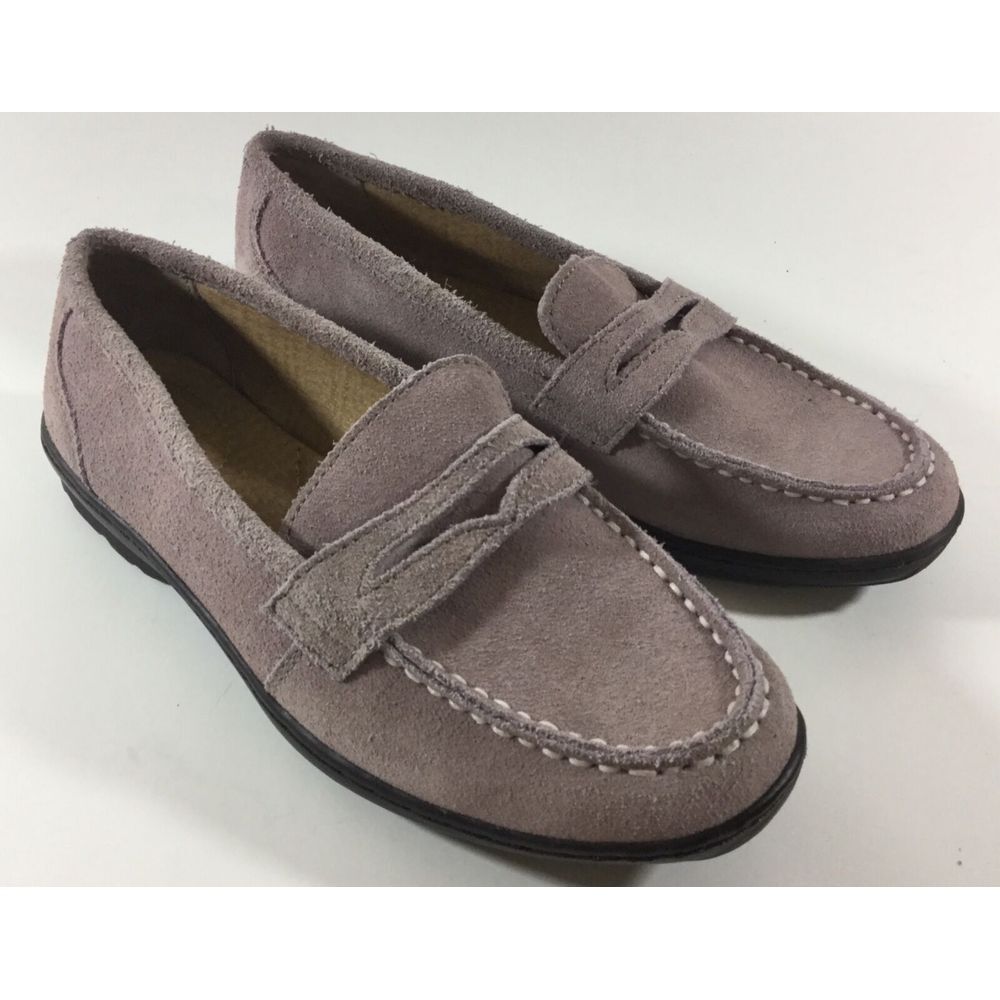 Lands End Shoes Size 5.5 Lilac Suede Purple Leather Slip-On Loafers Women's